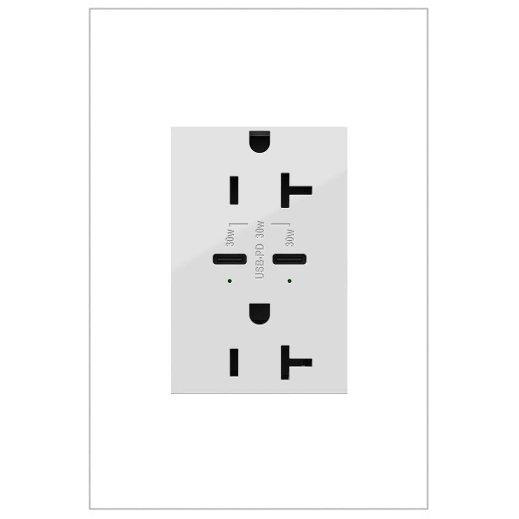 Ultra-Fast Plus Power Delivery USB Type-C/C Outlet in White - available from The Lighting Shoppe, trusted by Canadian homeowners