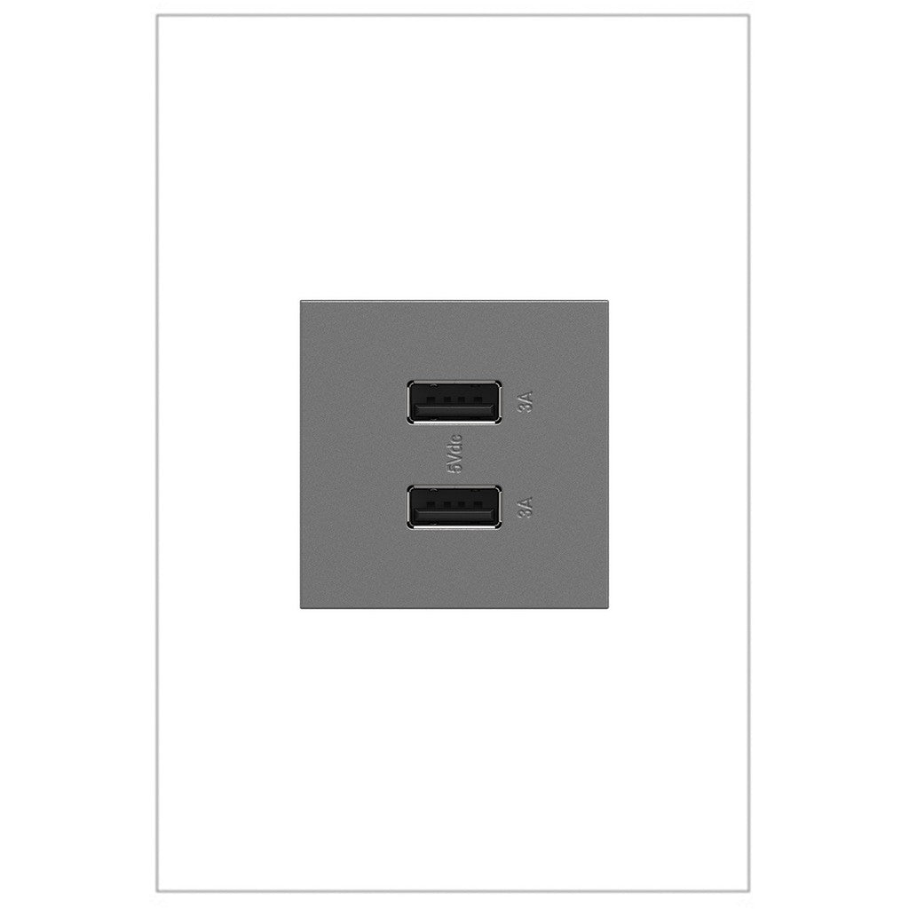 Outlets USB Type-A/A Outlet Module in Magnesium - available from The Lighting Shoppe, trusted by Canadian homeowners