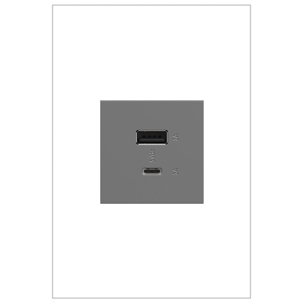 Outlets USB Type-A/C Outlet Module in Magnesium - available from The Lighting Shoppe, trusted by Canadian homeowners