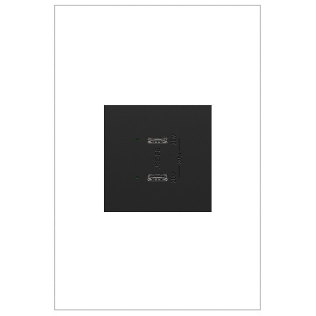 Plus Power Delivery USB Type-C/C Outlet Module in Graphite - available from The Lighting Shoppe, trusted by Canadian homeowners
