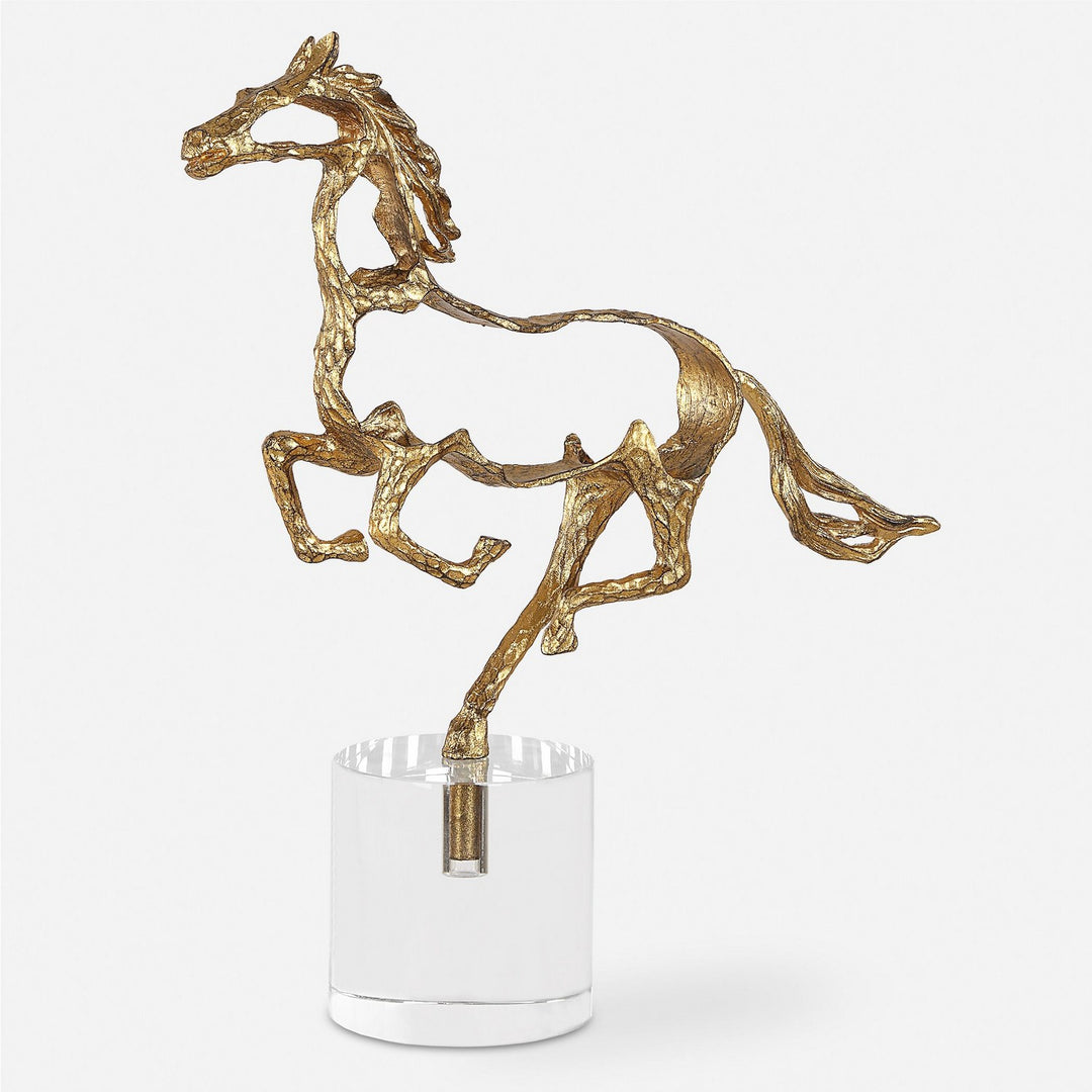 Gallop Sculpture in Gold And Poised Atop - available from The Lighting Shoppe, trusted by Canadian homeowners