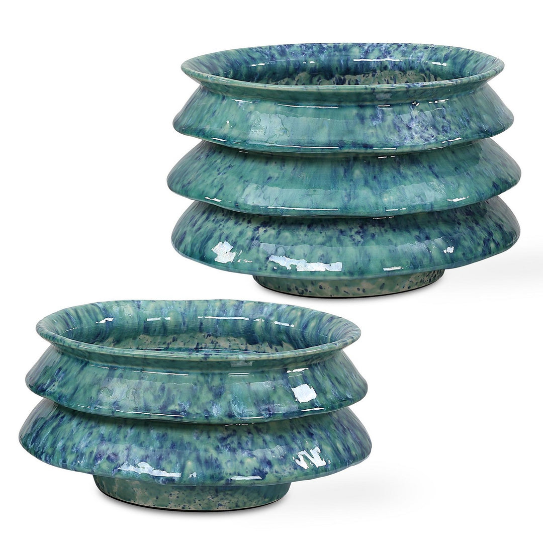 ZigZag Bowls Set/2 in Blue And Green - available from The Lighting Shoppe, trusted by Canadian homeowners