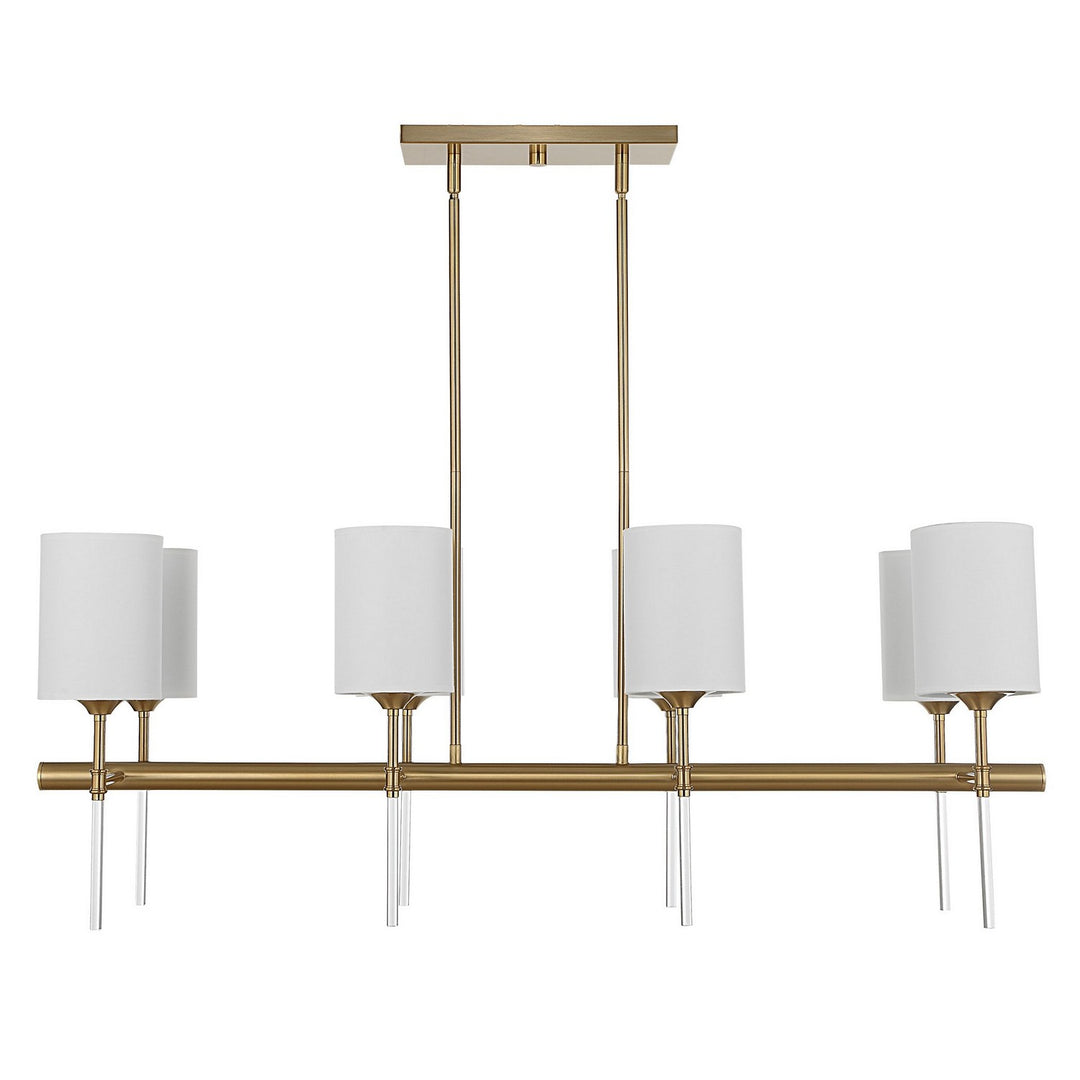 Awyr Eight Light Linear Chandelier in Warm Brass - available from The Lighting Shoppe, trusted by Canadian homeowners
