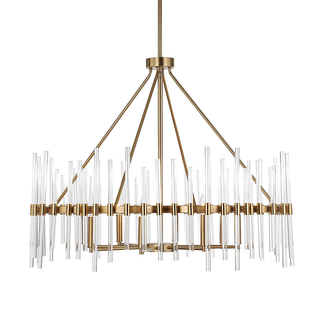 Crystal Eight Light Chandelier in Warm Brass - available from The Lighting Shoppe, trusted by Canadian homeowners