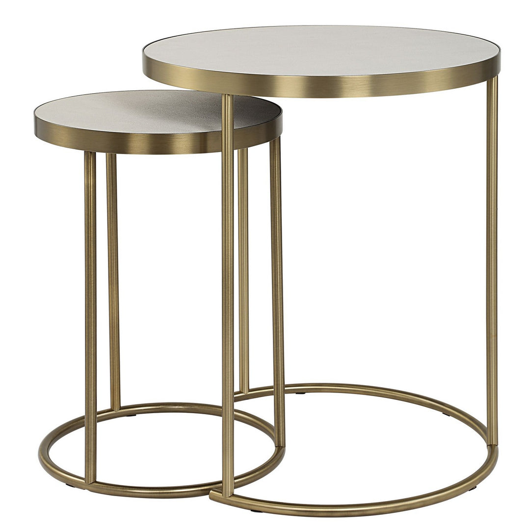 Aragon Nesting Tables Set/2 in Brass - available from The Lighting Shoppe, trusted by Canadian homeowners