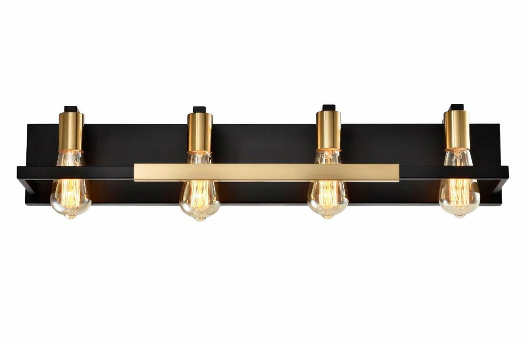 Ambert Four Light Vanity in Aged Brass/Black - available from The Lighting Shoppe, trusted by Canadian homeowners