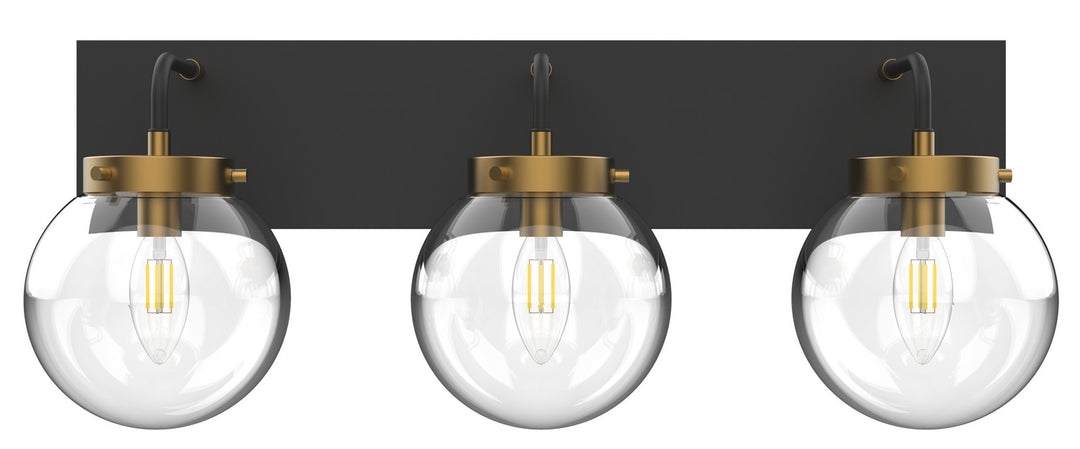 Bianca Three Light Vanity in Aged Brass/Black - available from The Lighting Shoppe, trusted by Canadian homeowners