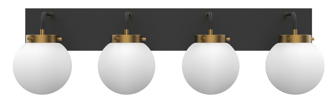 Bianca Four Light Vanity in Aged Brass/Black - available from The Lighting Shoppe, trusted by Canadian homeowners