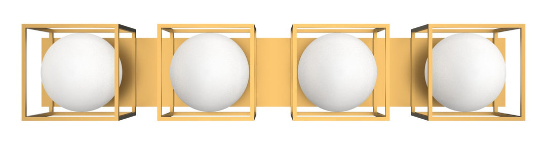 Luna Four Light Vanity in Aged Brass - available from The Lighting Shoppe, trusted by Canadian homeowners