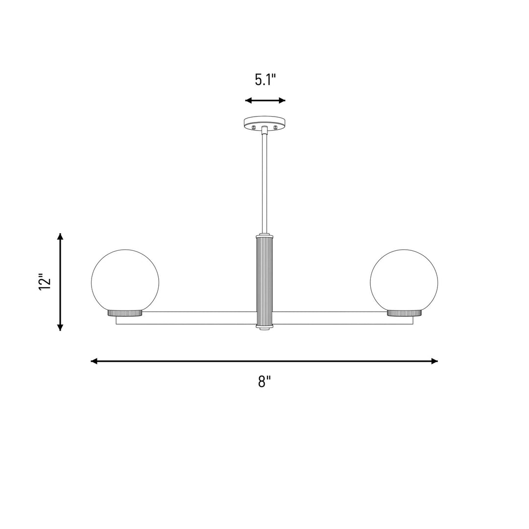 Meridian - M100124NB - Two Light Linear Chandelier - Natural Brass