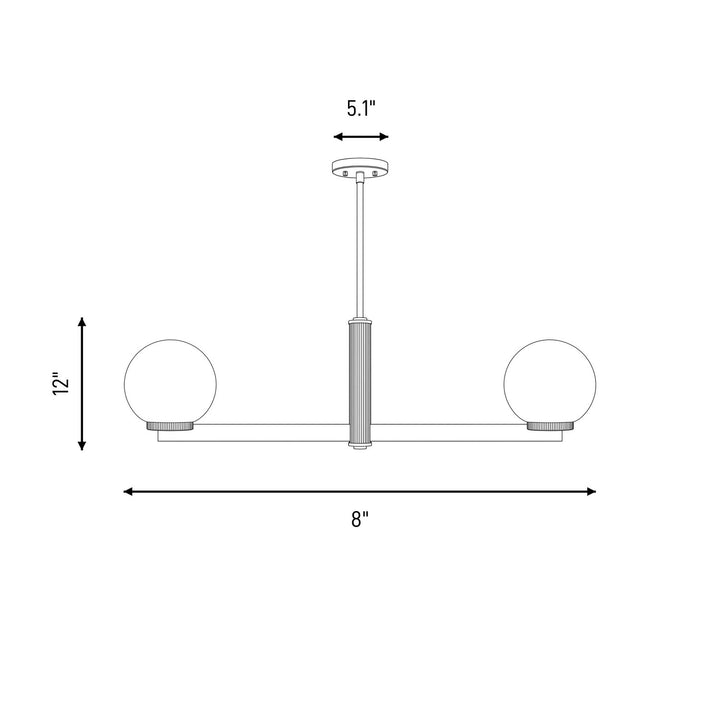 Meridian - M100124NB - Two Light Linear Chandelier - Natural Brass