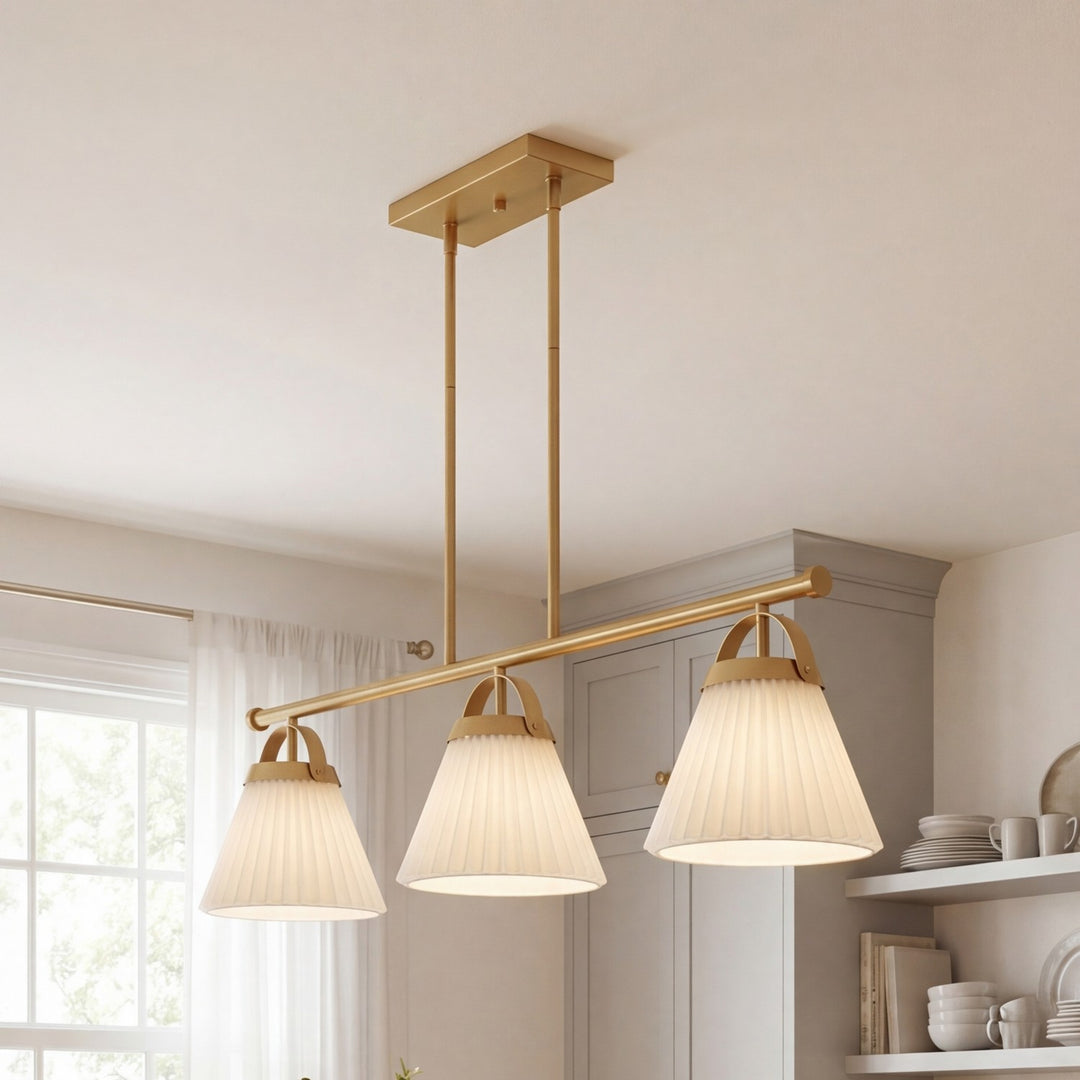 Meridian - M100125NB - Three Light Linear Chandelier - Natural Brass