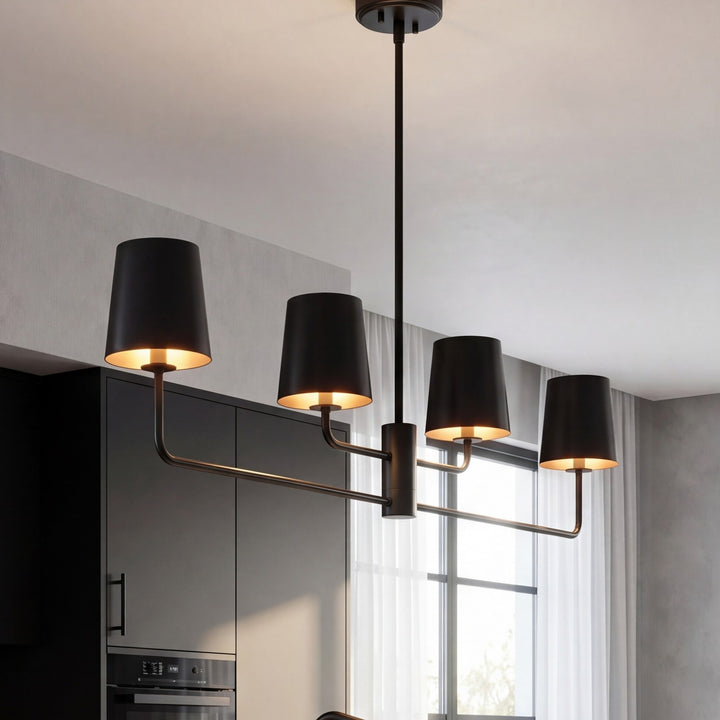 Meridian - M100127MBK - Four Light Linear Chandelier - Matte Black