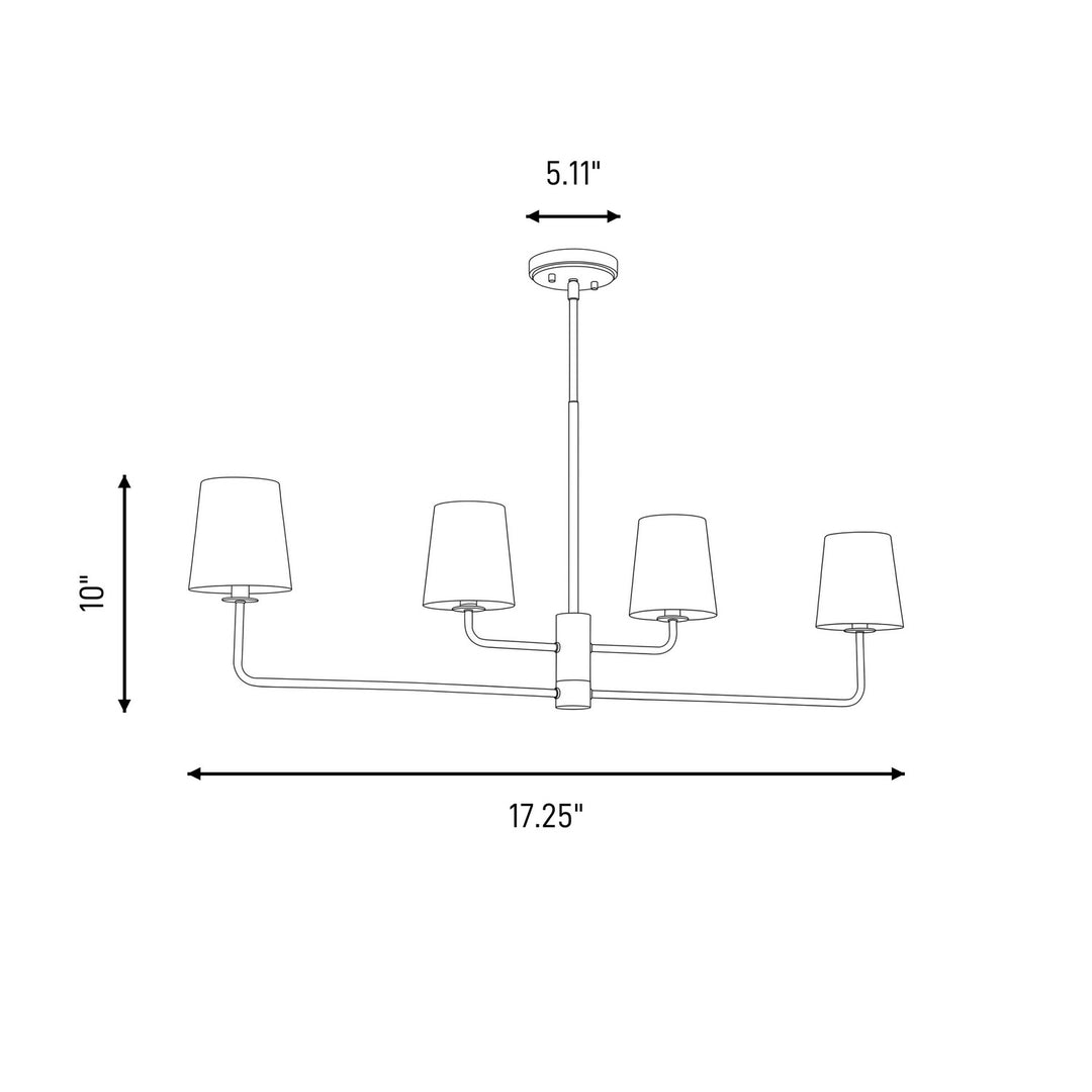 Meridian - M100127MBK - Four Light Linear Chandelier - Matte Black