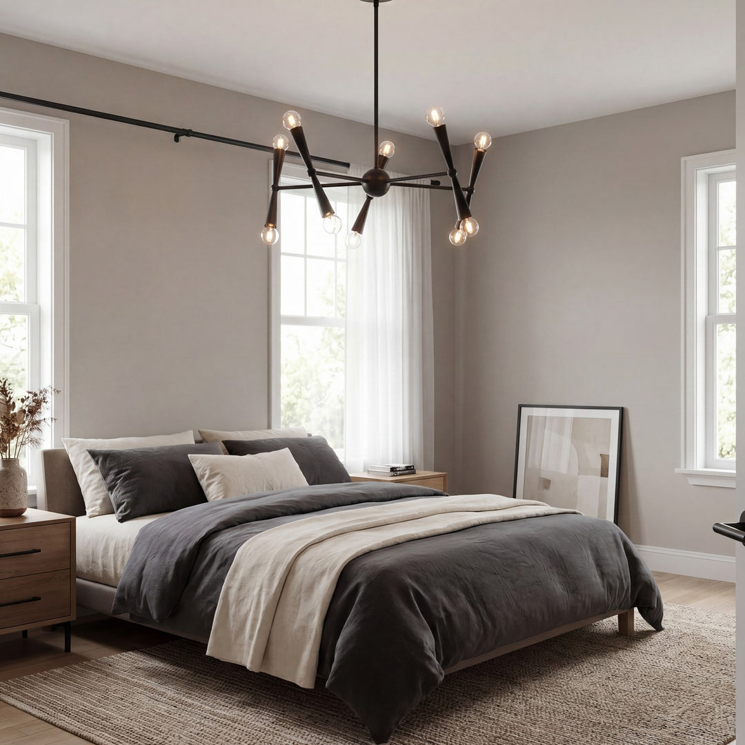 Meridian - M100128MBK - Ten Light Chandelier - Matte Black