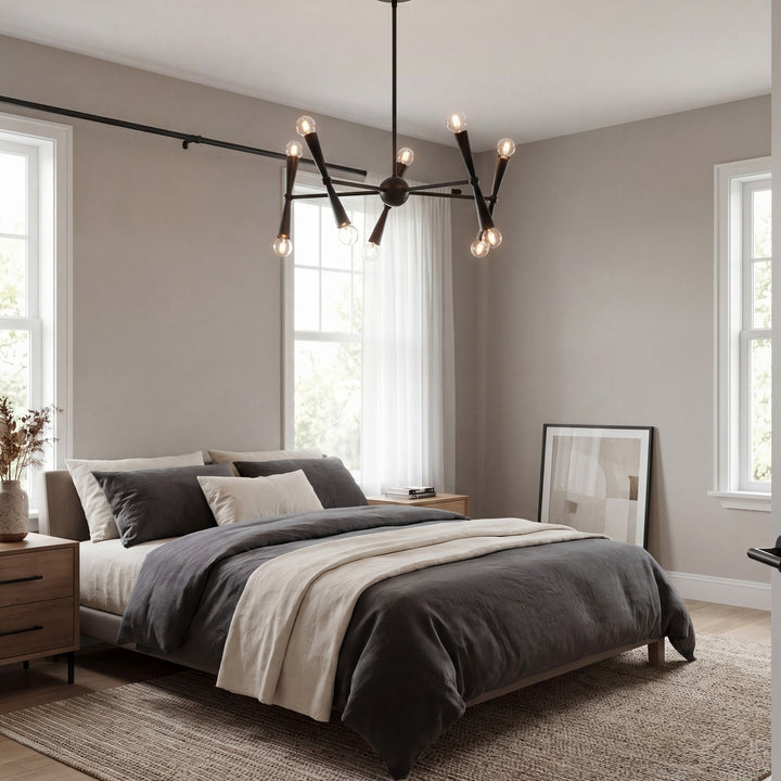 Meridian - M100128MBK - Ten Light Chandelier - Matte Black