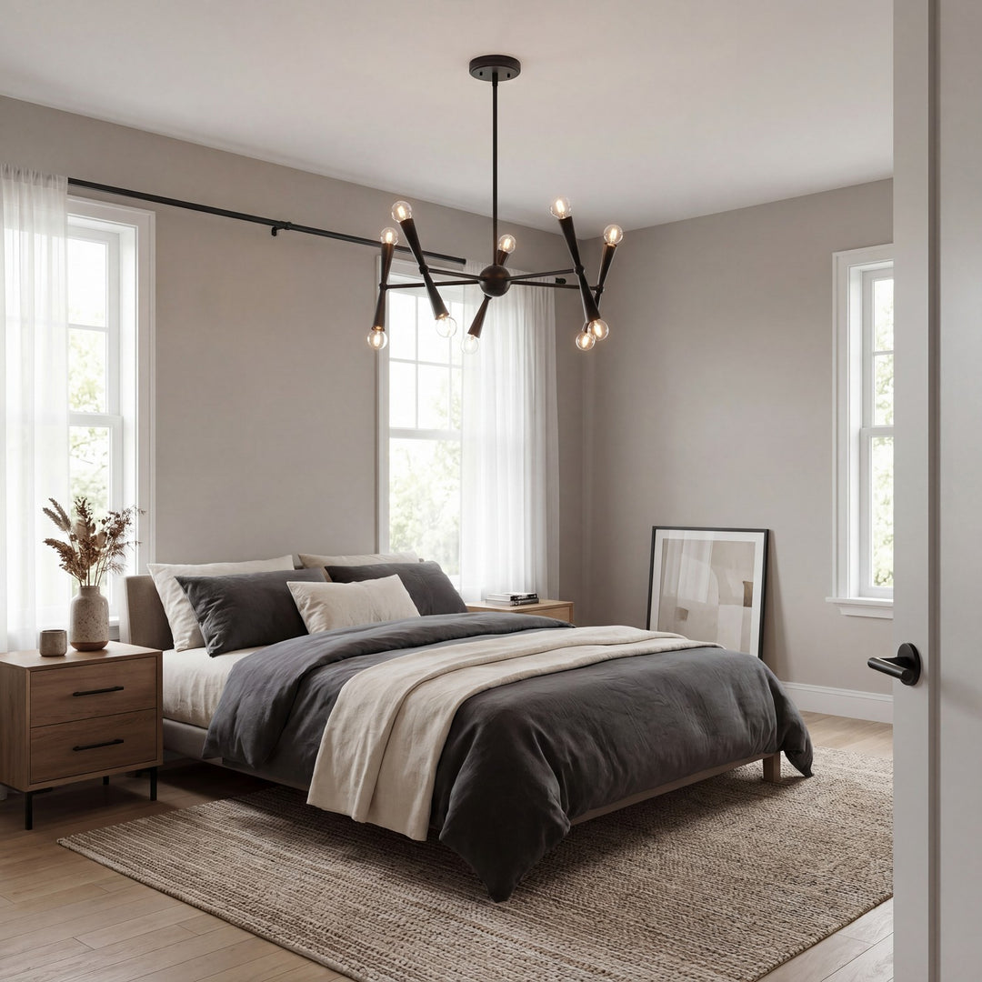 Meridian - M100128MBK - Ten Light Chandelier - Matte Black