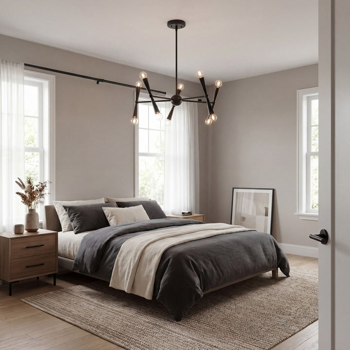 Meridian - M100128MBK - Ten Light Chandelier - Matte Black