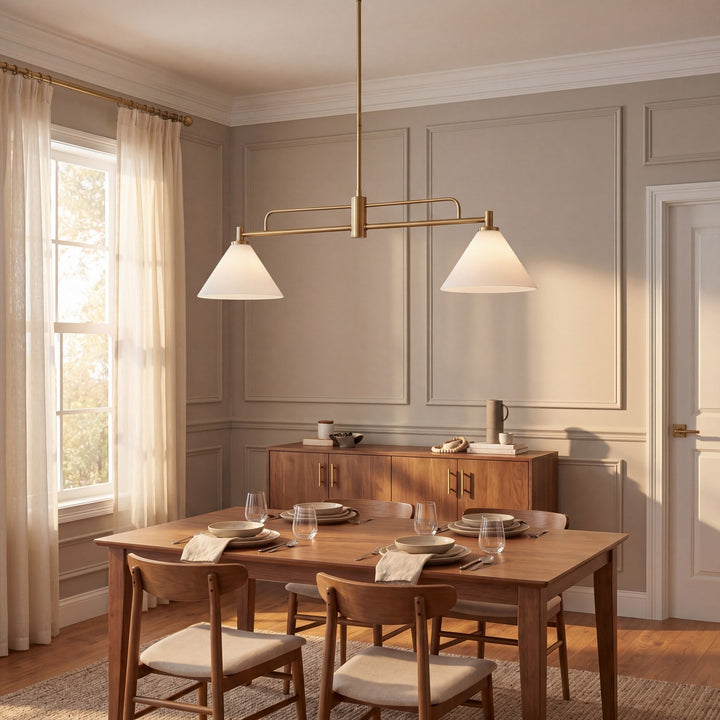 Meridian - M100136NB - Two Light Linear Chandelier - Natural Brass