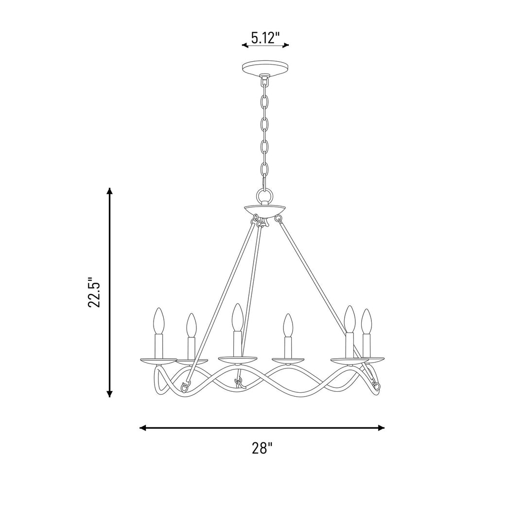 Meridian - M100137MBK - Six Light Chandelier - Matte Black