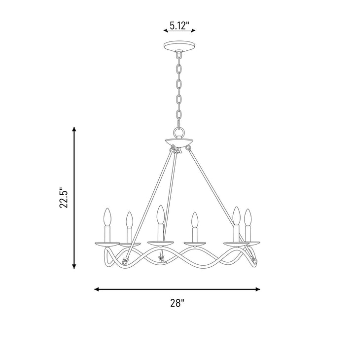 Meridian - M100137MBK - Six Light Chandelier - Matte Black