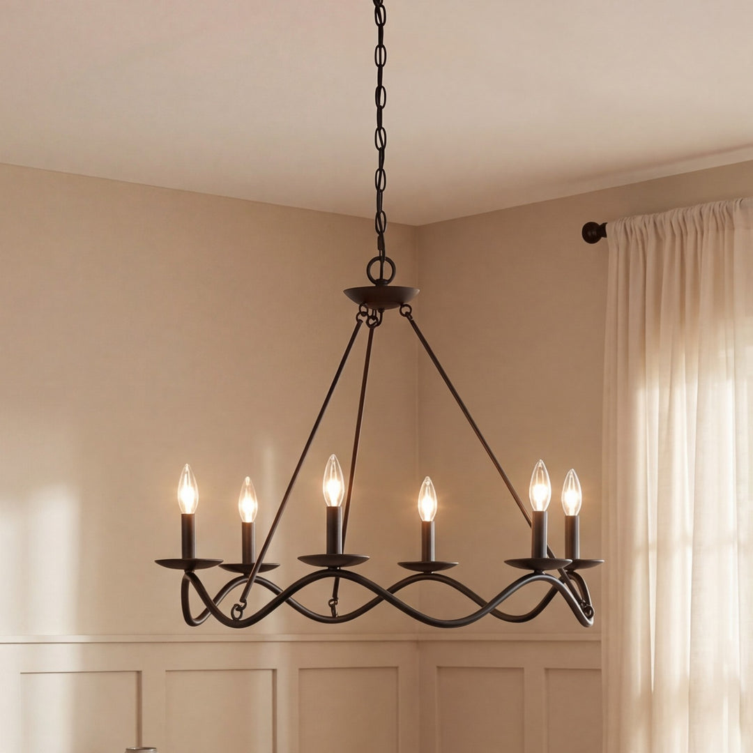 Meridian - M100137MBK - Six Light Chandelier - Matte Black