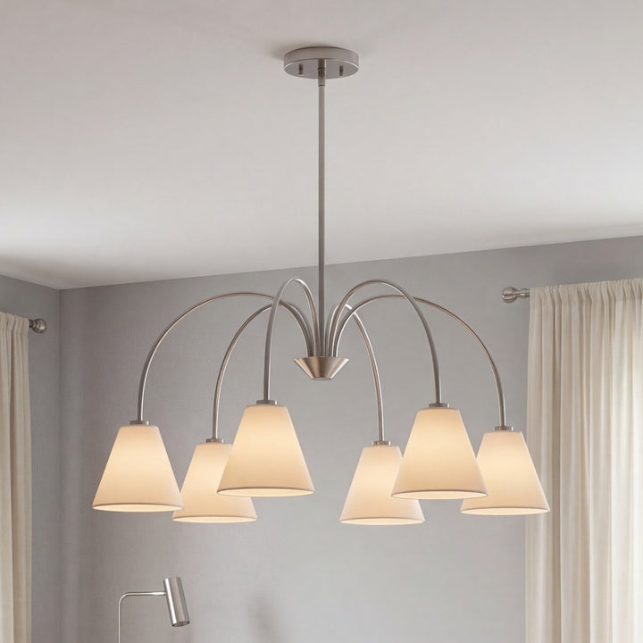 Meridian - M100138BN - Six Light Chandelier - Brushed Nickel