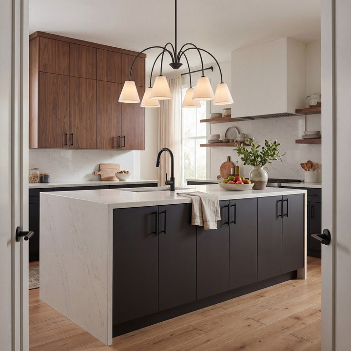 Meridian - M100138MBK - Six Light Chandelier - Matte Black