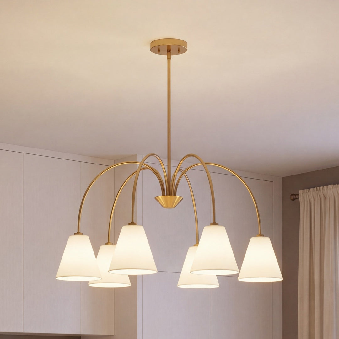 Meridian - M100138NB - Six Light Chandelier - Natural Brass
