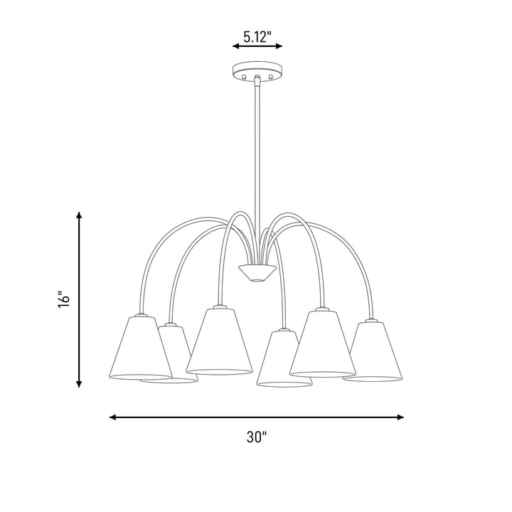 Meridian - M100138NB - Six Light Chandelier - Natural Brass