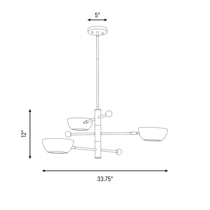 Meridian - M100143WHNB - Three Light Chandelier - White and Natural Brass