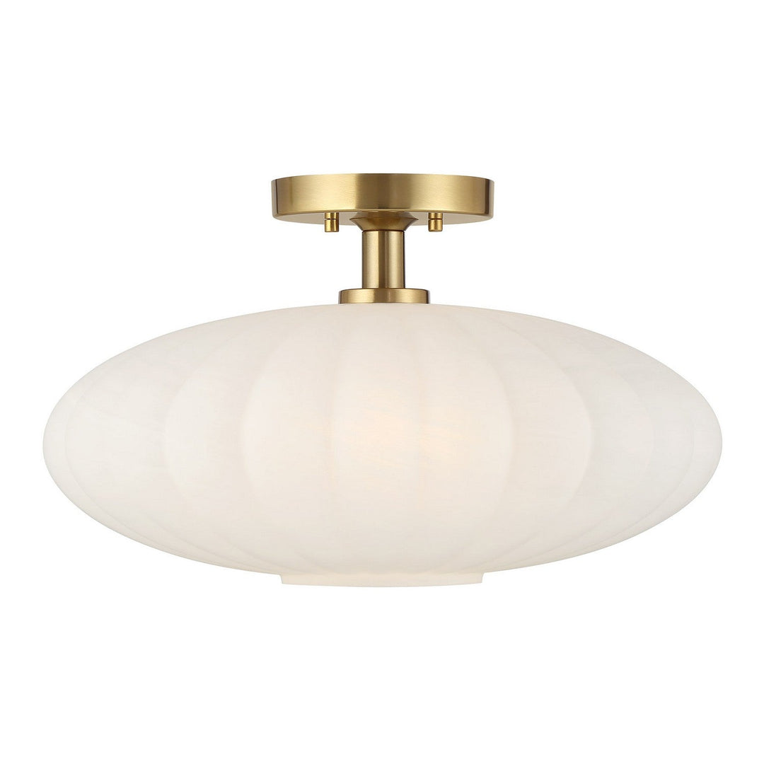 Meridian - M60075NB - One Light Semi-Flush Mount - Natural Brass