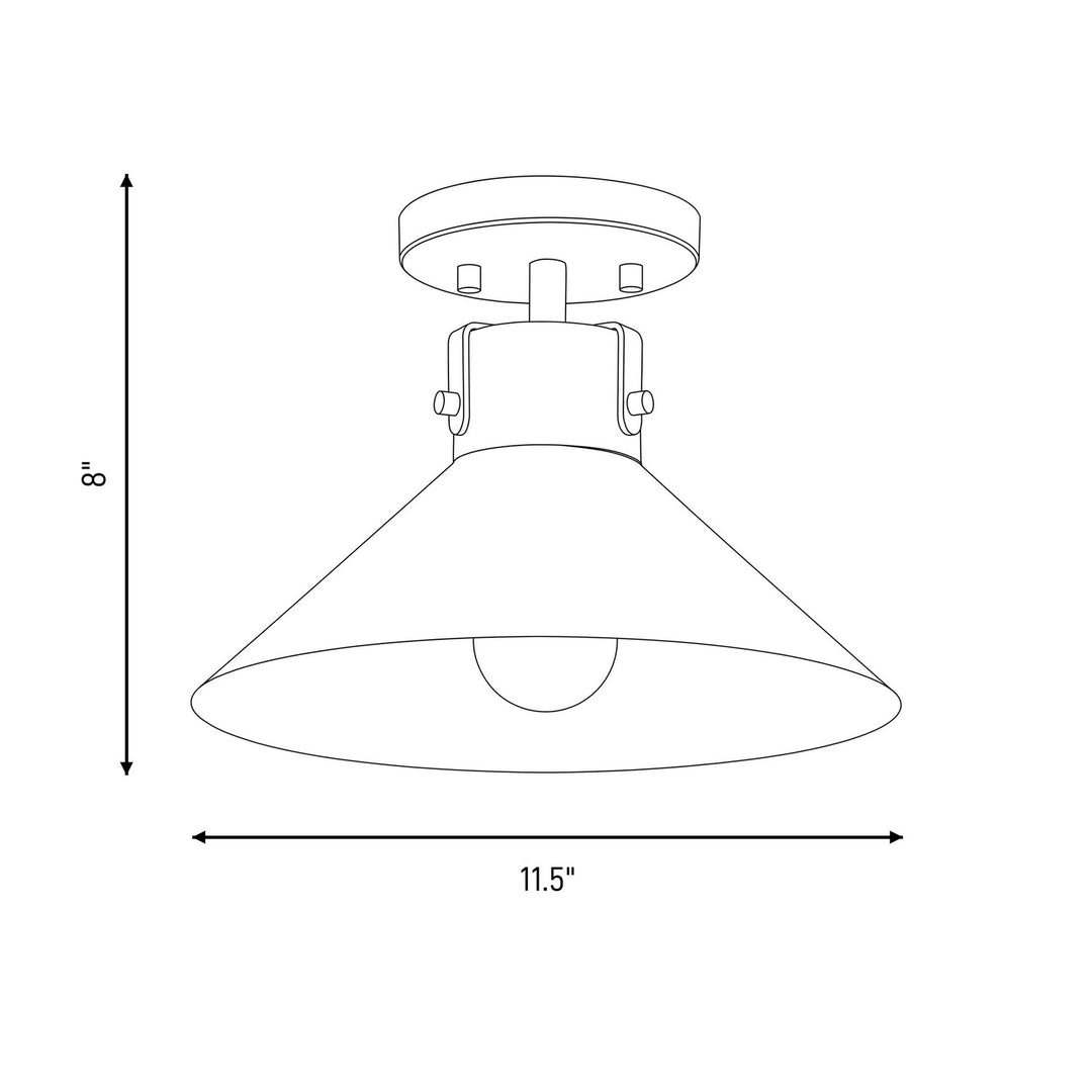 Meridian - M60078MBKNB - One Light Semi-Flush Mount - Matte Black and Natural Brass