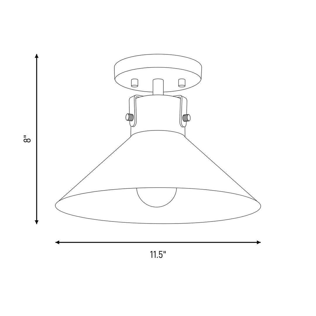 Meridian - M60078WHNB - One Light Semi-Flush Mount - White and Natural Brass