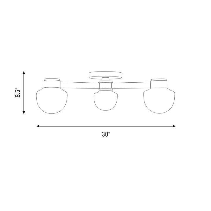 Meridian - M60079MBKNB - Three Light Semi-Flush Mount - Matte Black and Natural Brass