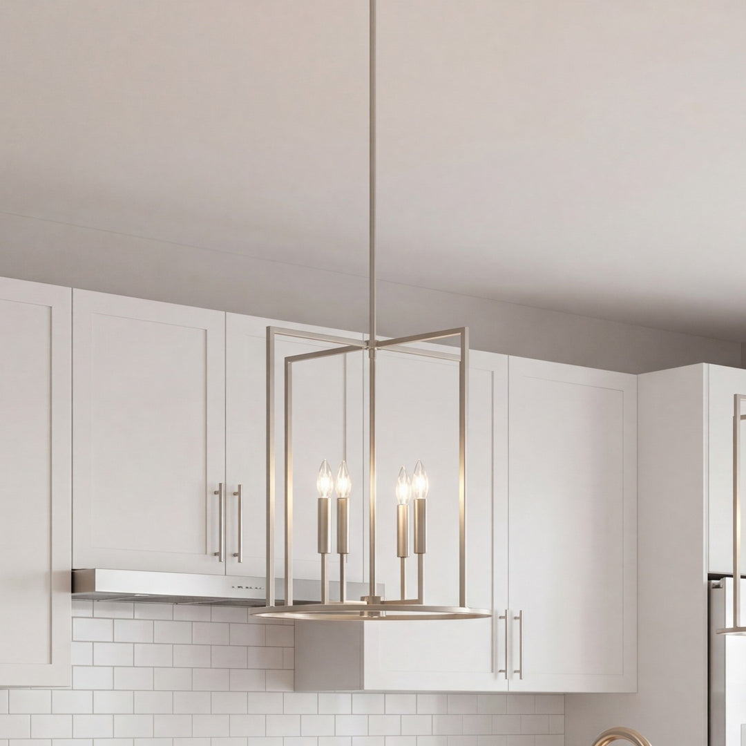 Meridian - M7044BN - Four Light Pendant - Brushed Nickel