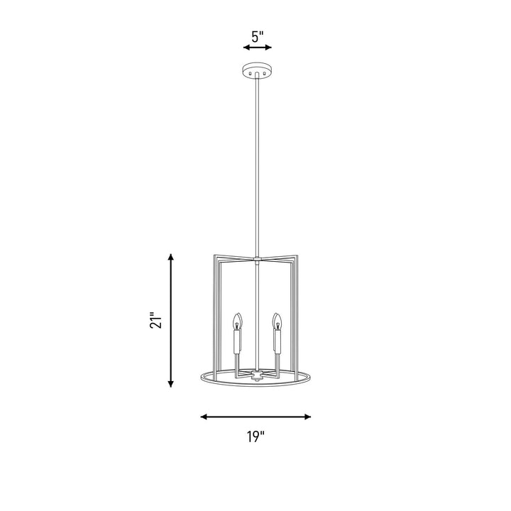 Meridian - M7044BN - Four Light Pendant - Brushed Nickel