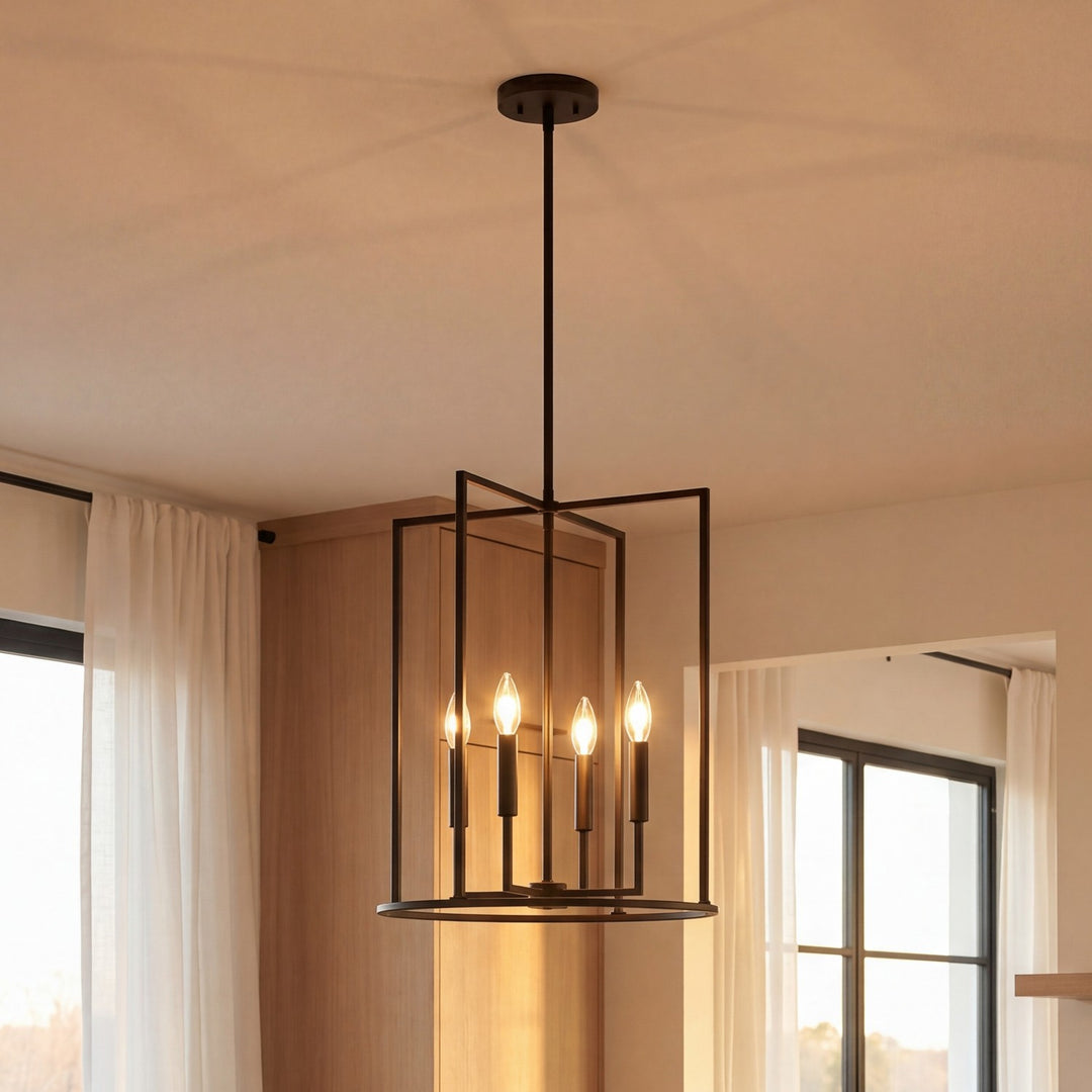 Meridian - M7044MBK - Four Light Pendant - Matte Black