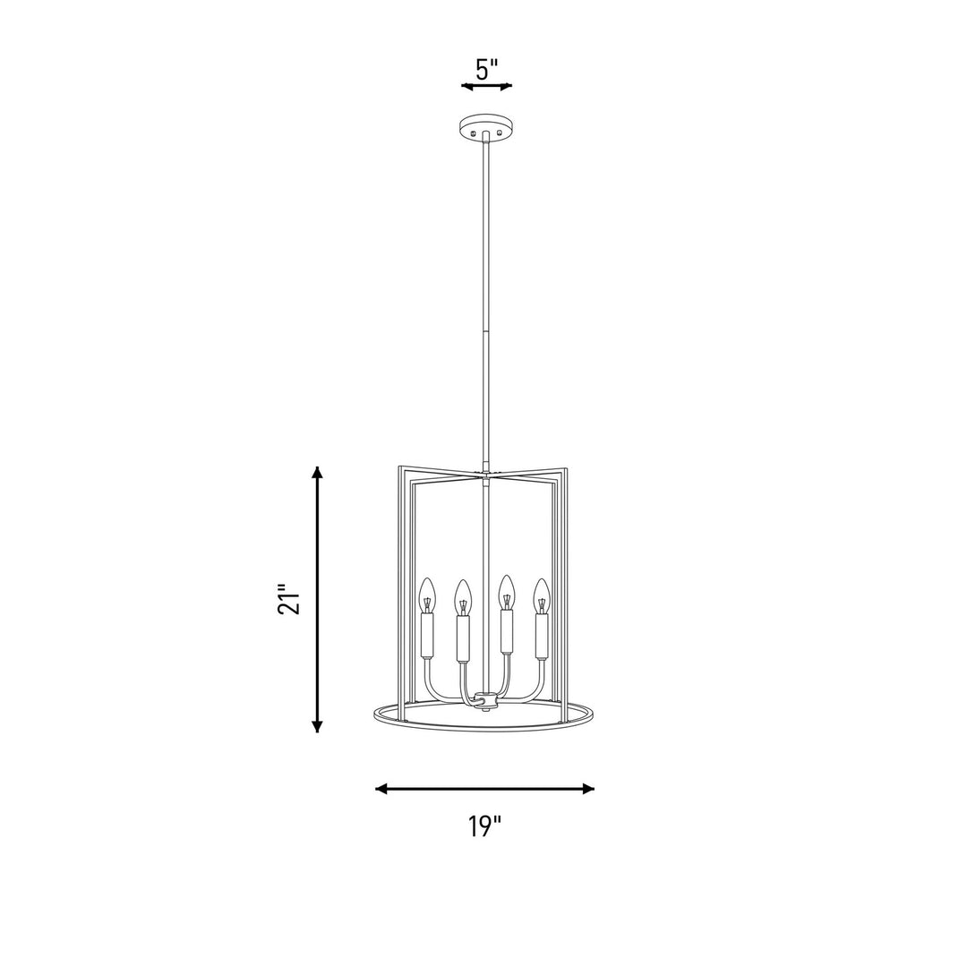 Meridian - M7044MBK - Four Light Pendant - Matte Black
