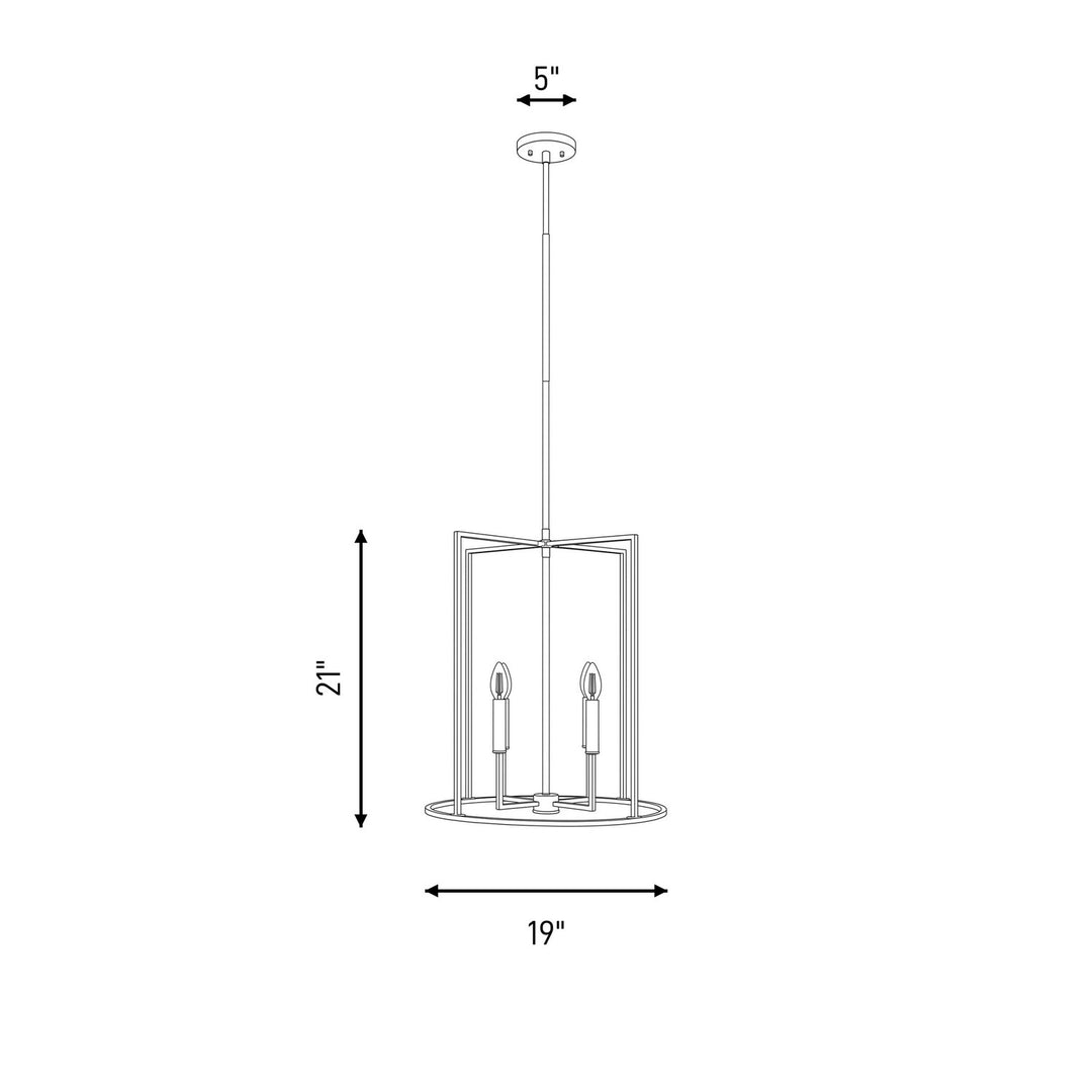 Meridian - M7044NB - Four Light Pendant - Natural Brass