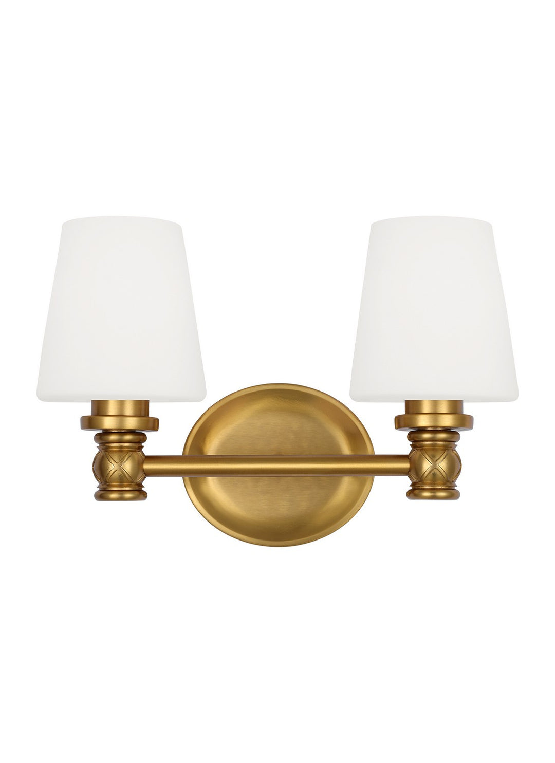 Xavierre Two Light Vanity in Burnished Brass - available from The Lighting Shoppe, trusted by Canadian homeowners
