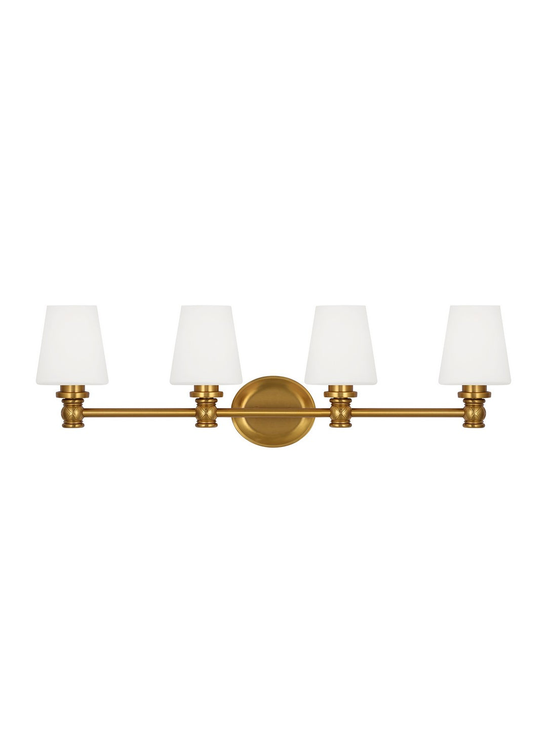 Xavierre Four Light Vanity in Burnished Brass - available from The Lighting Shoppe, trusted by Canadian homeowners