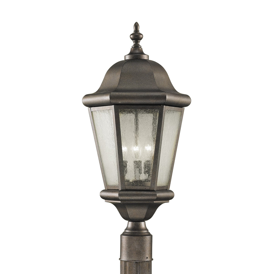 Martinsville Three Light Outdoor Post Lantern in Corinthian Bronze - available from The Lighting Shoppe, trusted by Canadian homeowners