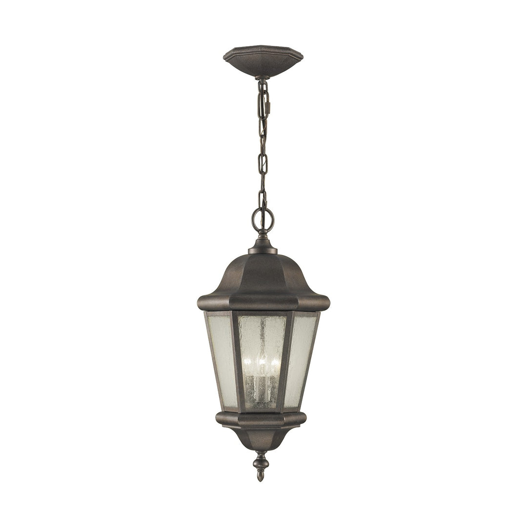 Martinsville Three Light Outdoor Pendant in Corinthian Bronze - available from The Lighting Shoppe, trusted by Canadian homeowners