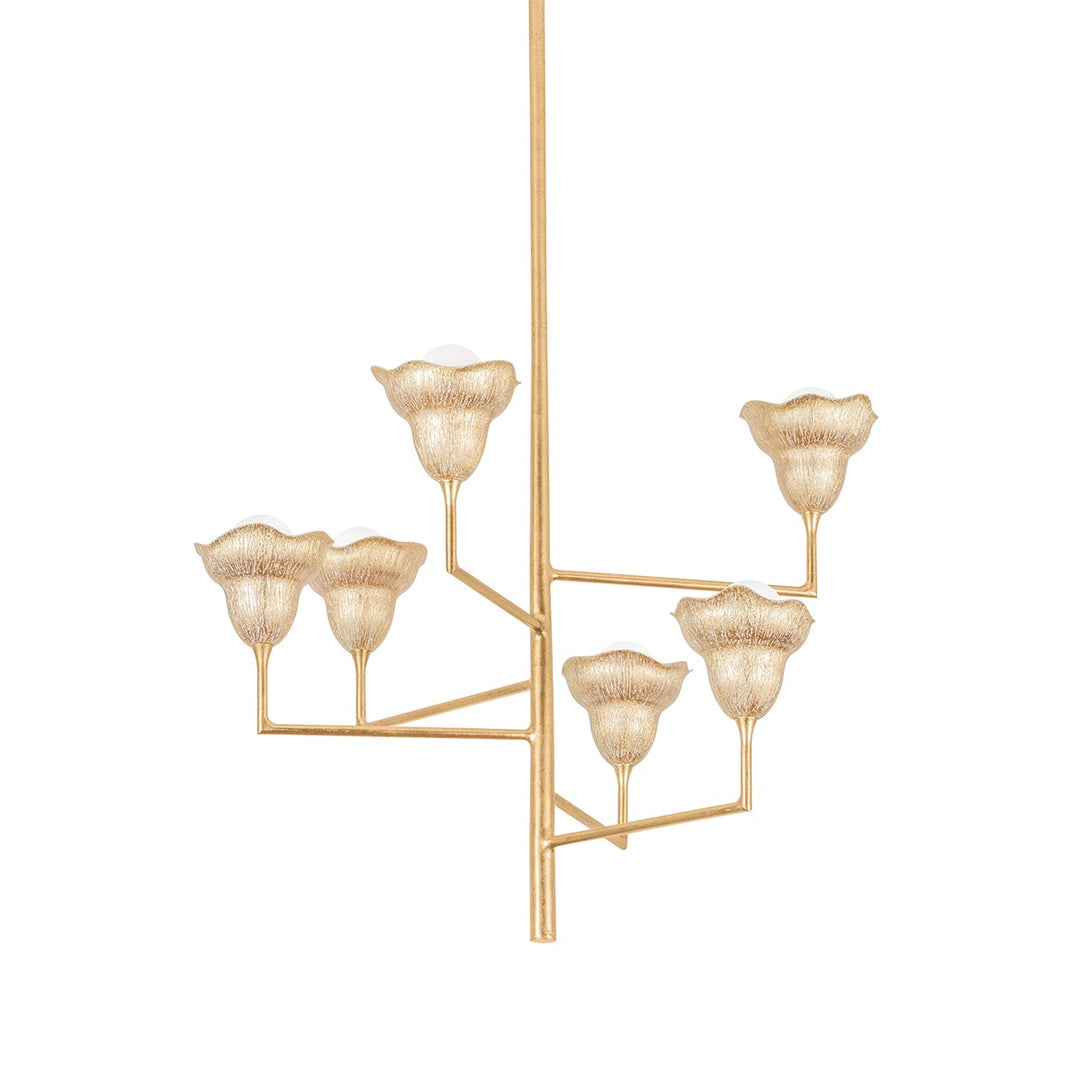 Alora Six Light Chandelier in Vintage Gold Leaf/Gilded Ivory - available from The Lighting Shoppe, trusted by Canadian homeowners