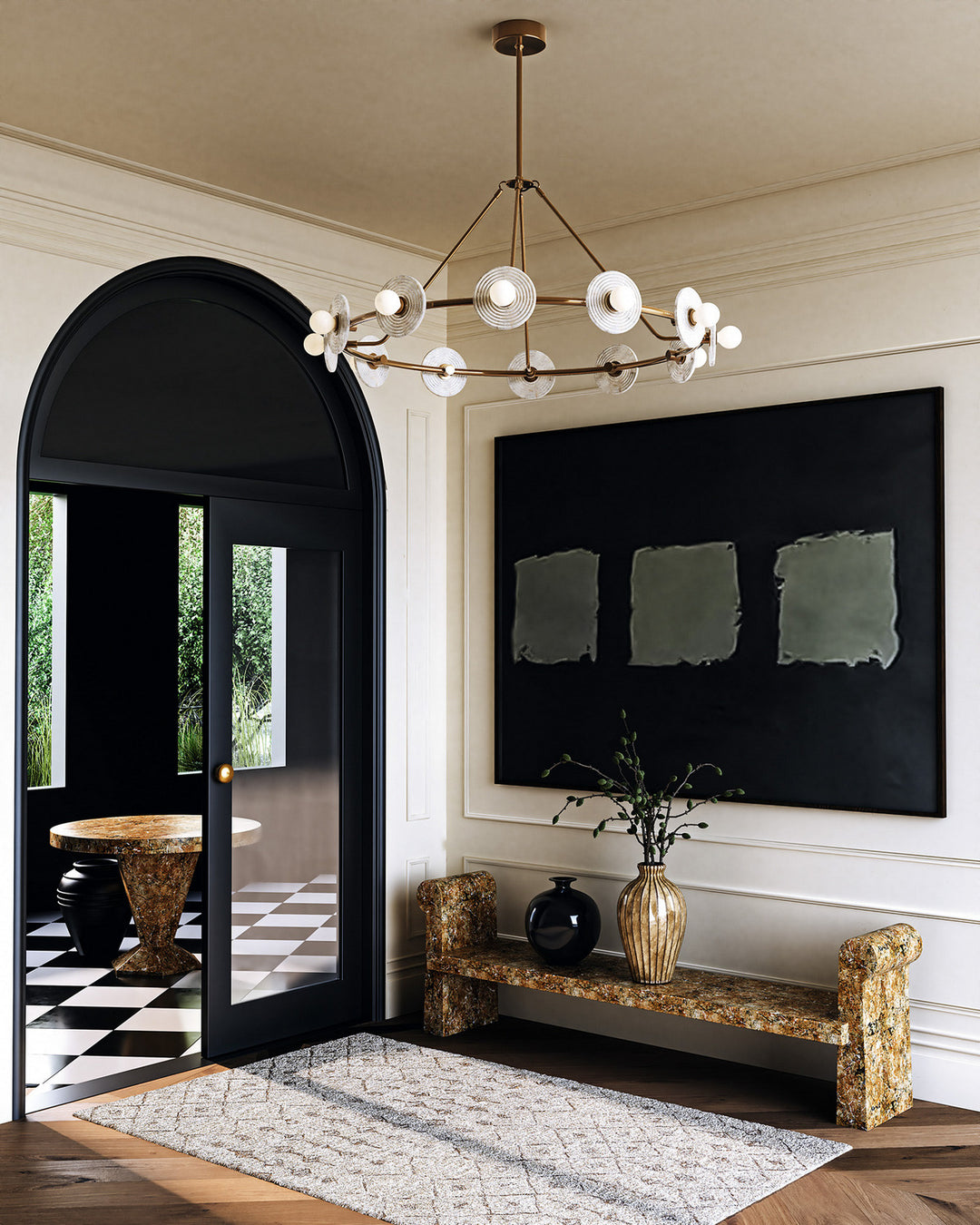 Alora Canada - CH346046VBAR-UNV - LED Chandelier - Dahlia - Vintage Brass/Alabaster