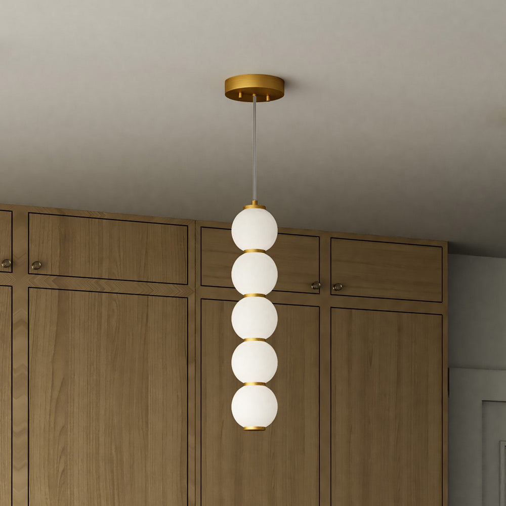 Alora Canada - PD531515AGOP-UNV - LED Pendant - Bijou - Aged Gold/Opal Matte Glass