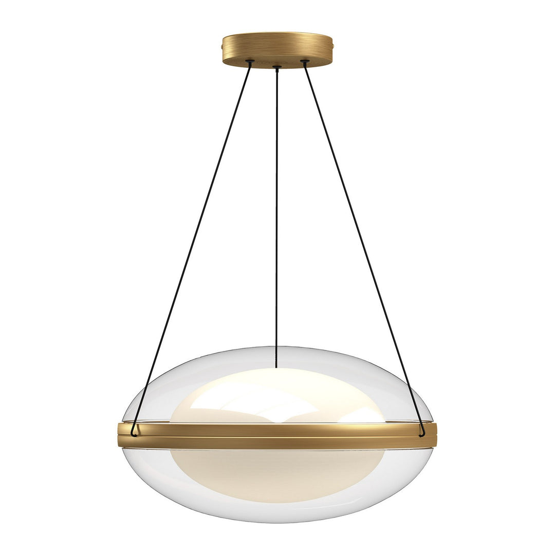 Virgo LED Pendant in Brushed Gold/Opal Glass - available from The Lighting Shoppe, trusted by Canadian homeowners