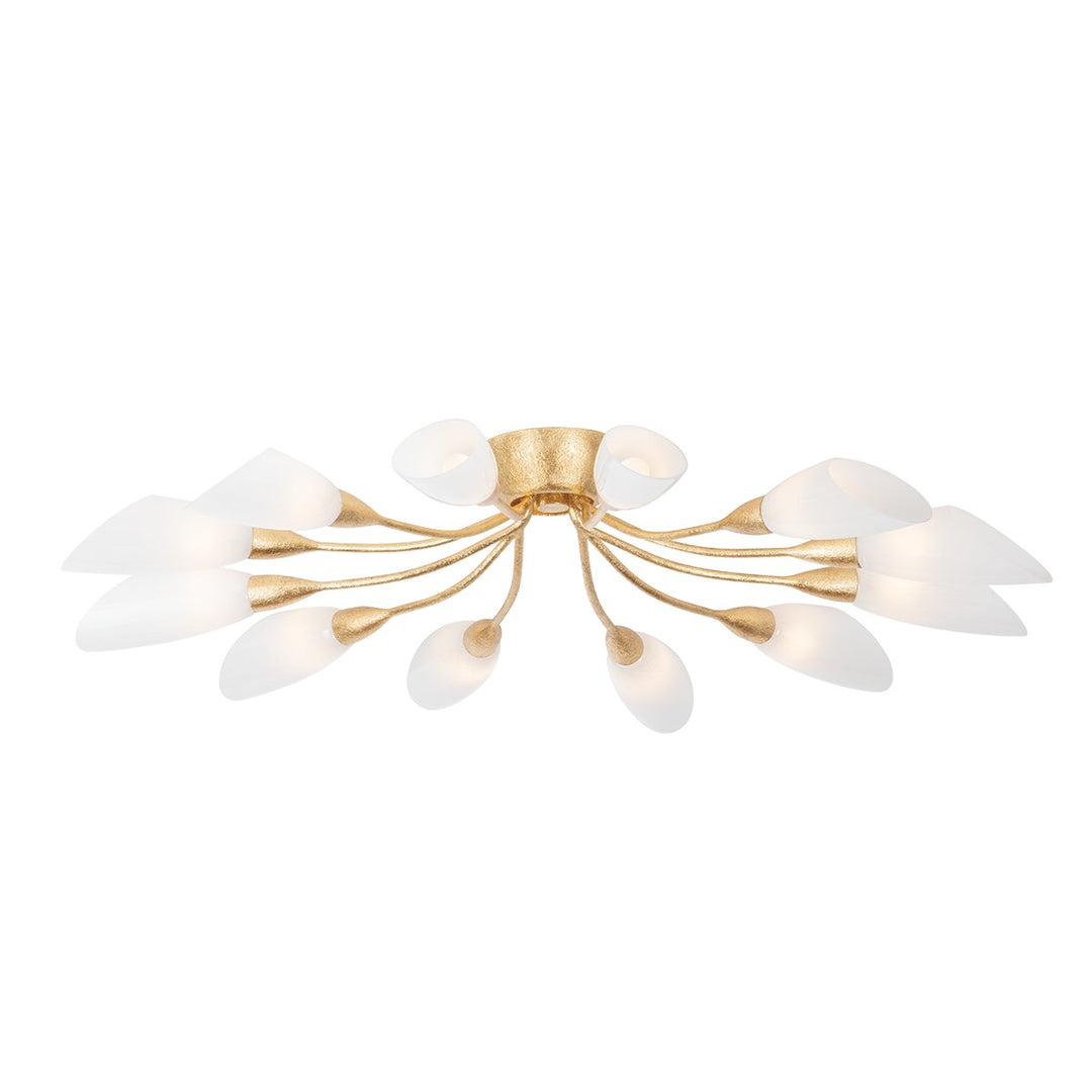 Enfield 12 Light Semi Flush Mount in Vintage Gold Leaf - available from The Lighting Shoppe, trusted by Canadian homeowners