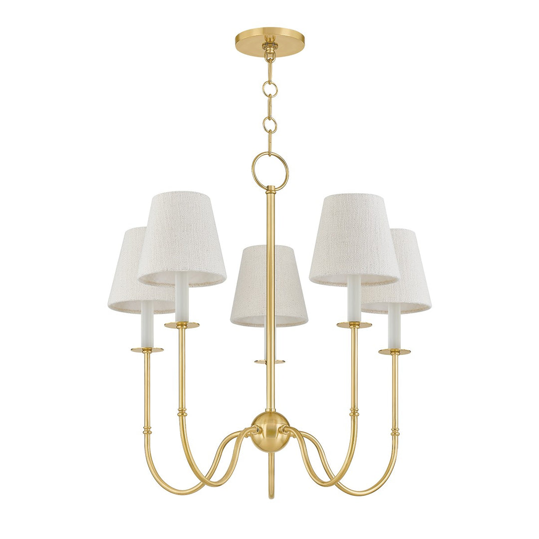 Amina Five Light Chandelier in Aged Brass - available from The Lighting Shoppe, trusted by Canadian homeowners